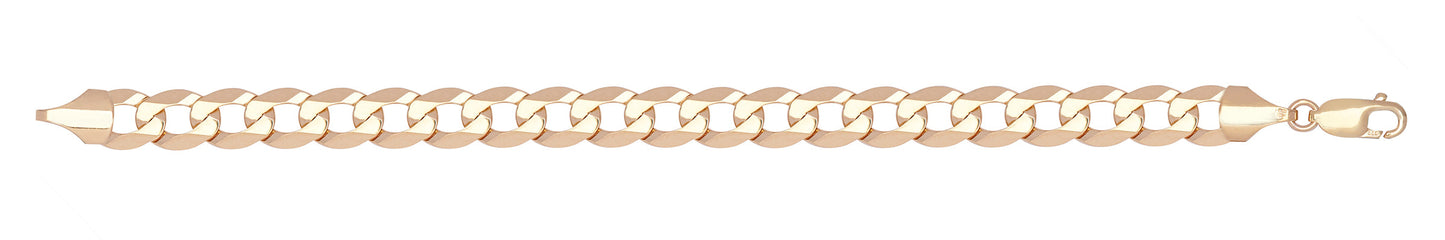 Flat curb bracelet, 9ct yellow gold, 9mm, 7.5"
