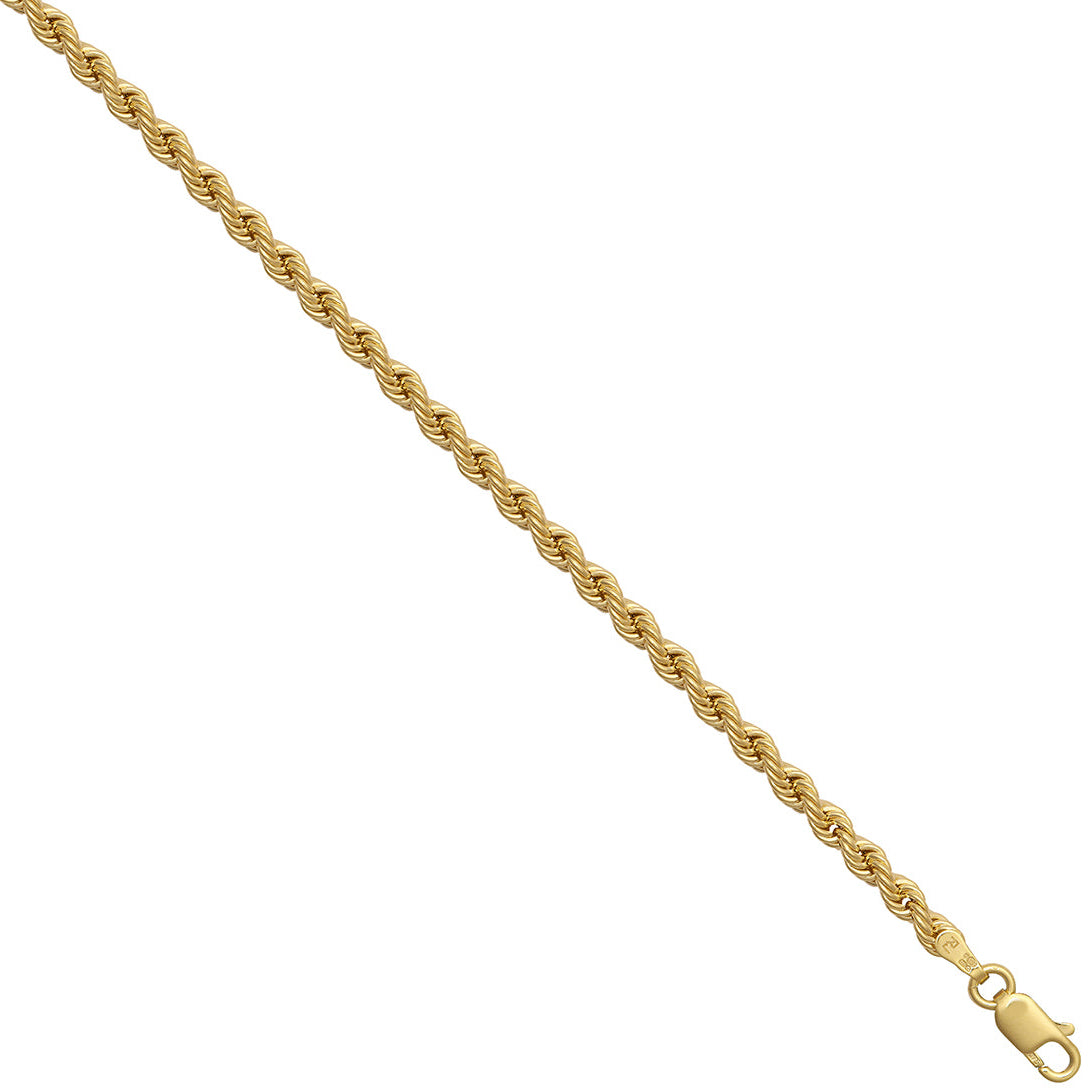 Rope chain, 9ct, hollow, 3mm, 18"
