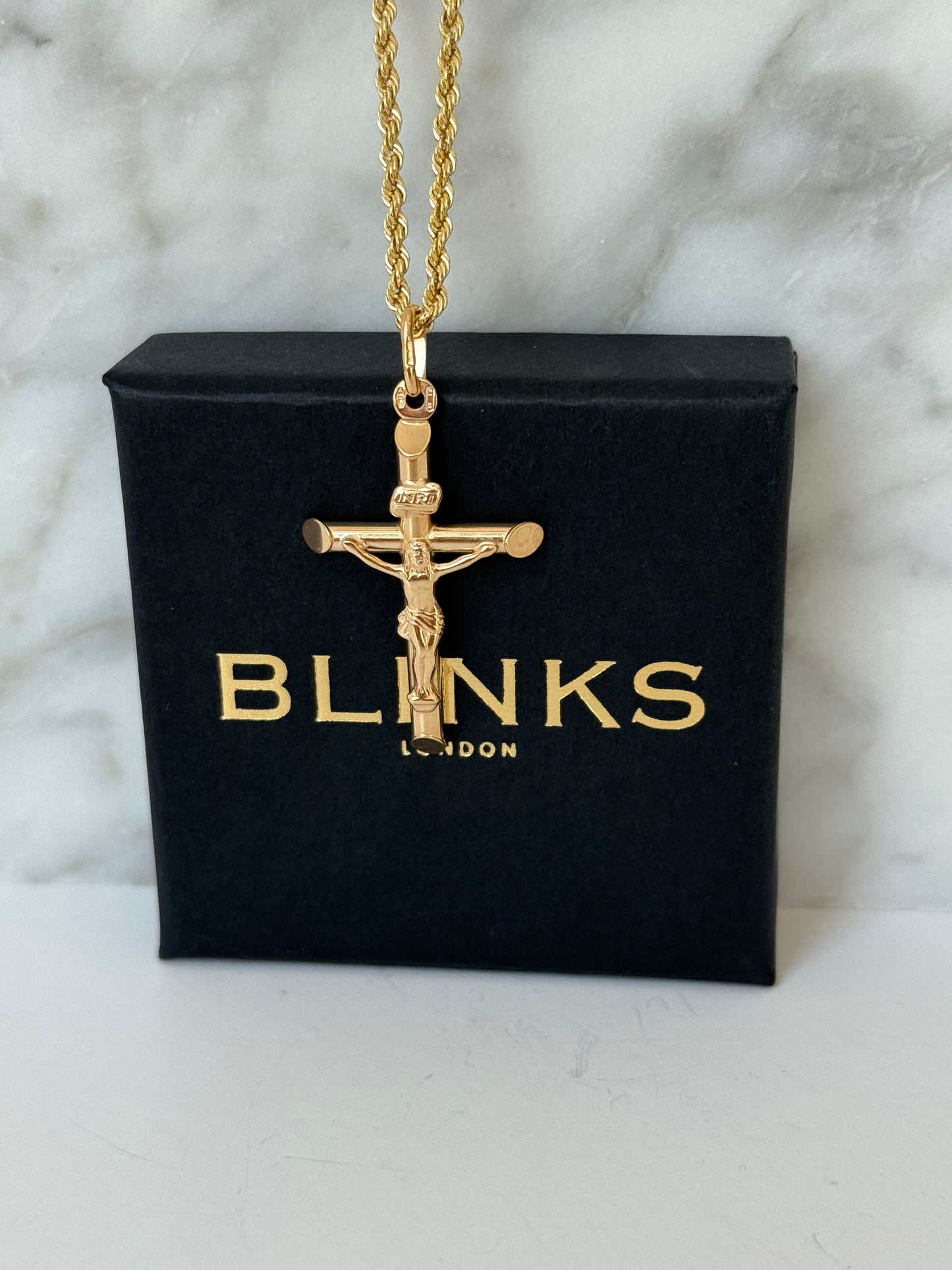 Crucifix, semi-solid, 9ct, 20mm x 35mm