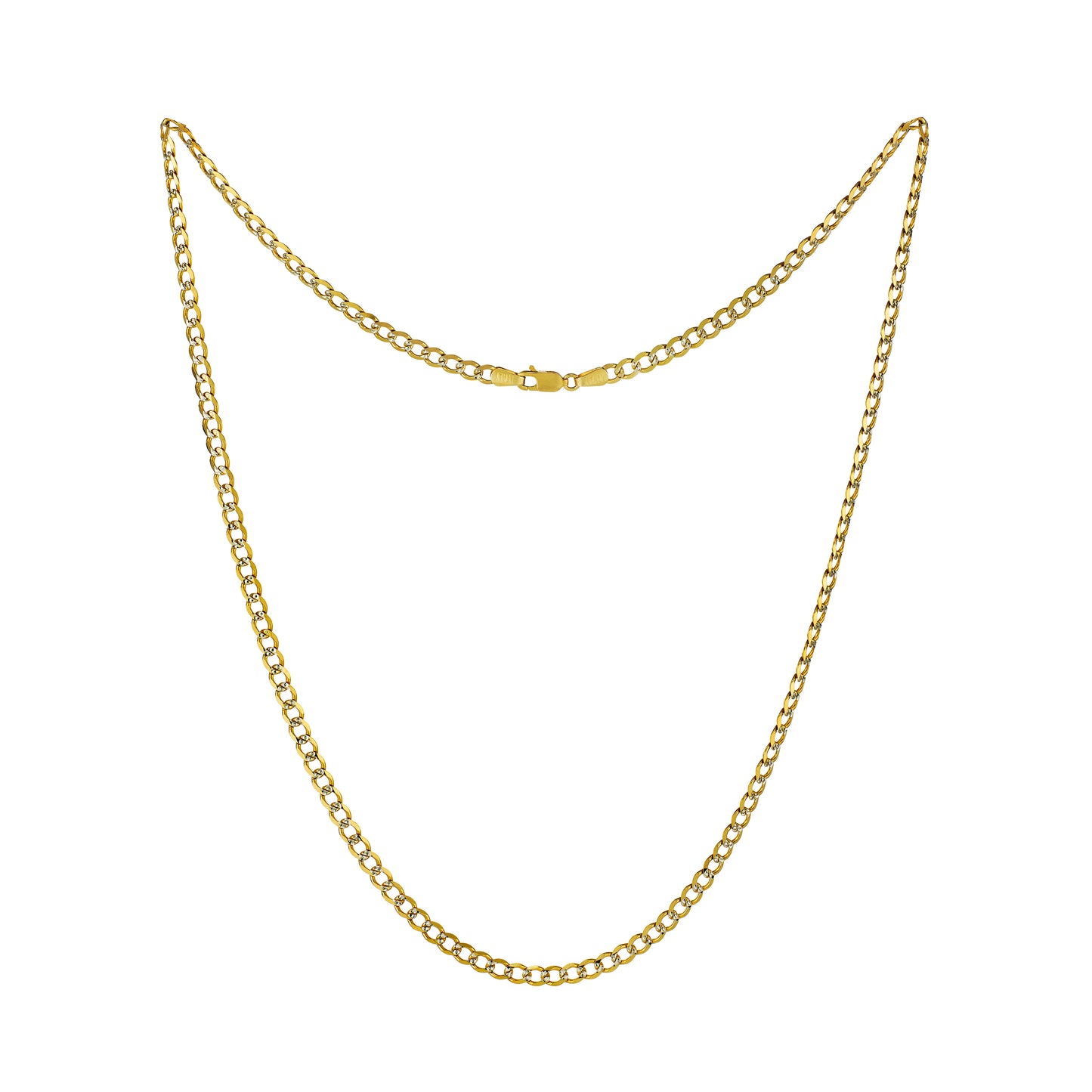 Curb chain, diamond cut with white gold, 4mm, 20"