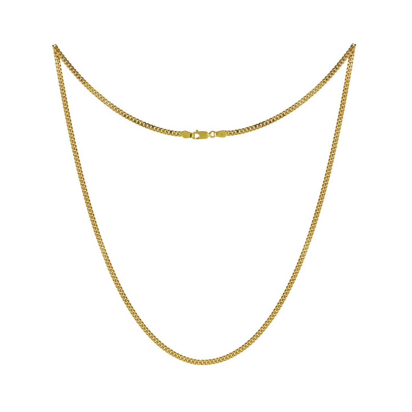 Classic Curb, Italian made, diamond cut, 9ct solid yellow gold, 1mm, 20" (Ladies)