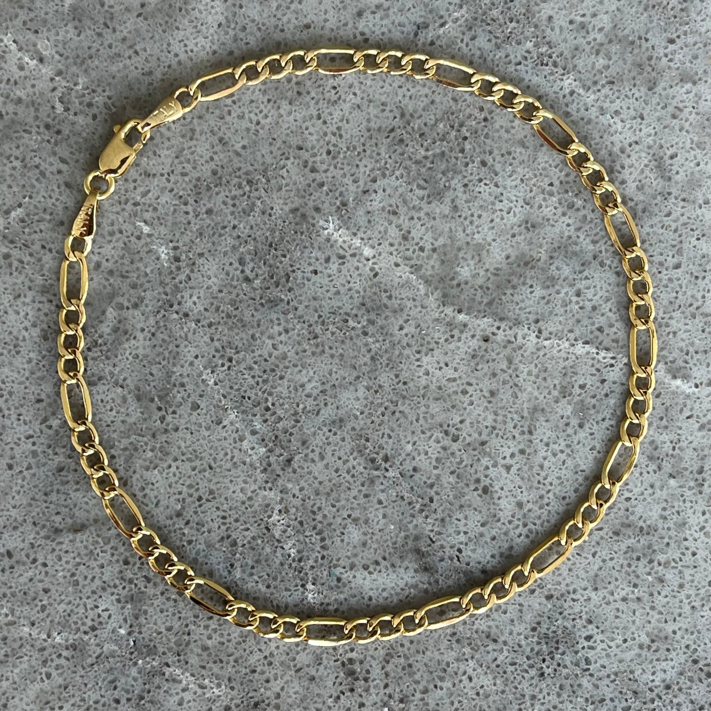 Figaro bracelet, 9 ct solid yellow gold, 2.5mm, 8"