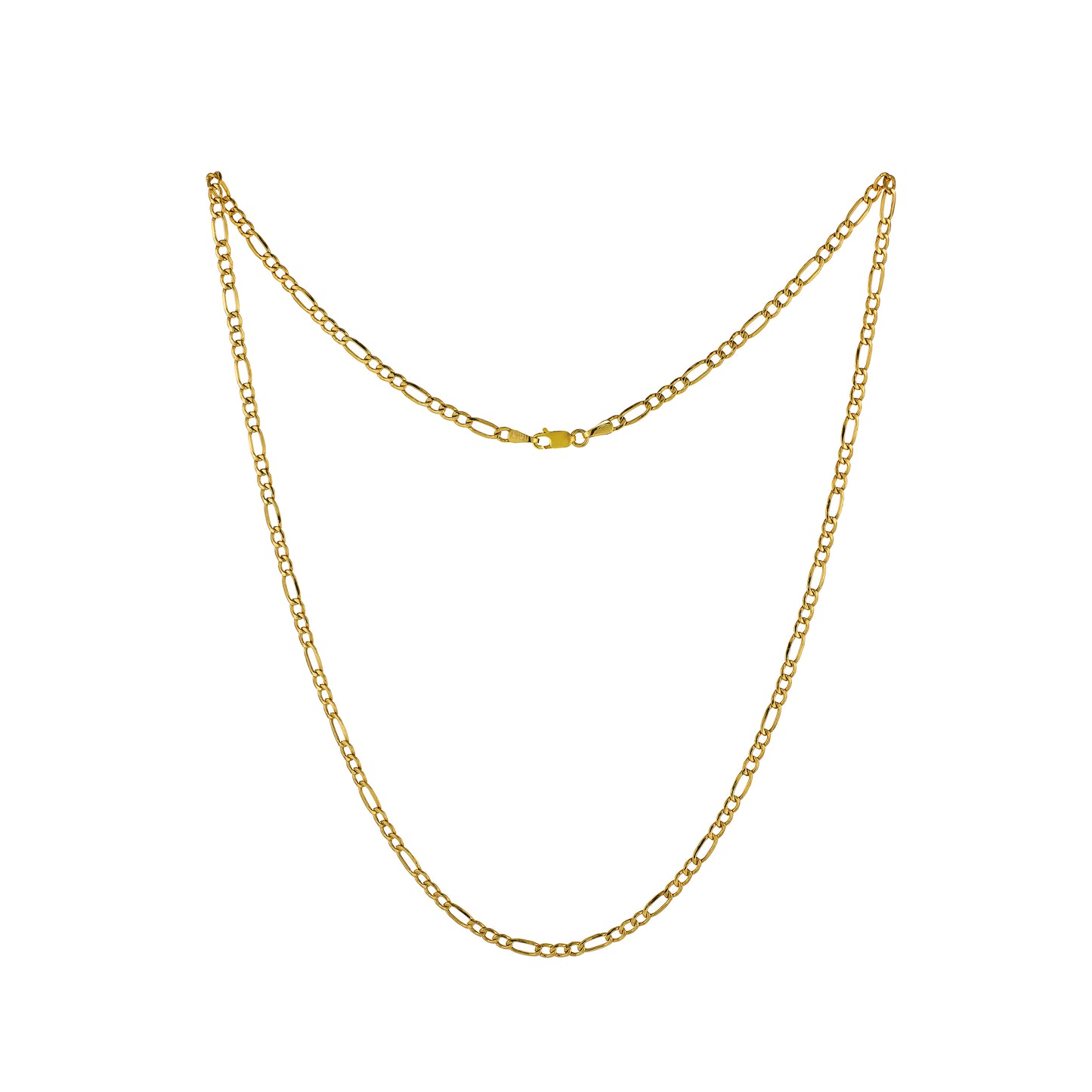 Figaro chain, 9 carat, solid yellow gold, 2.5mm, 20"