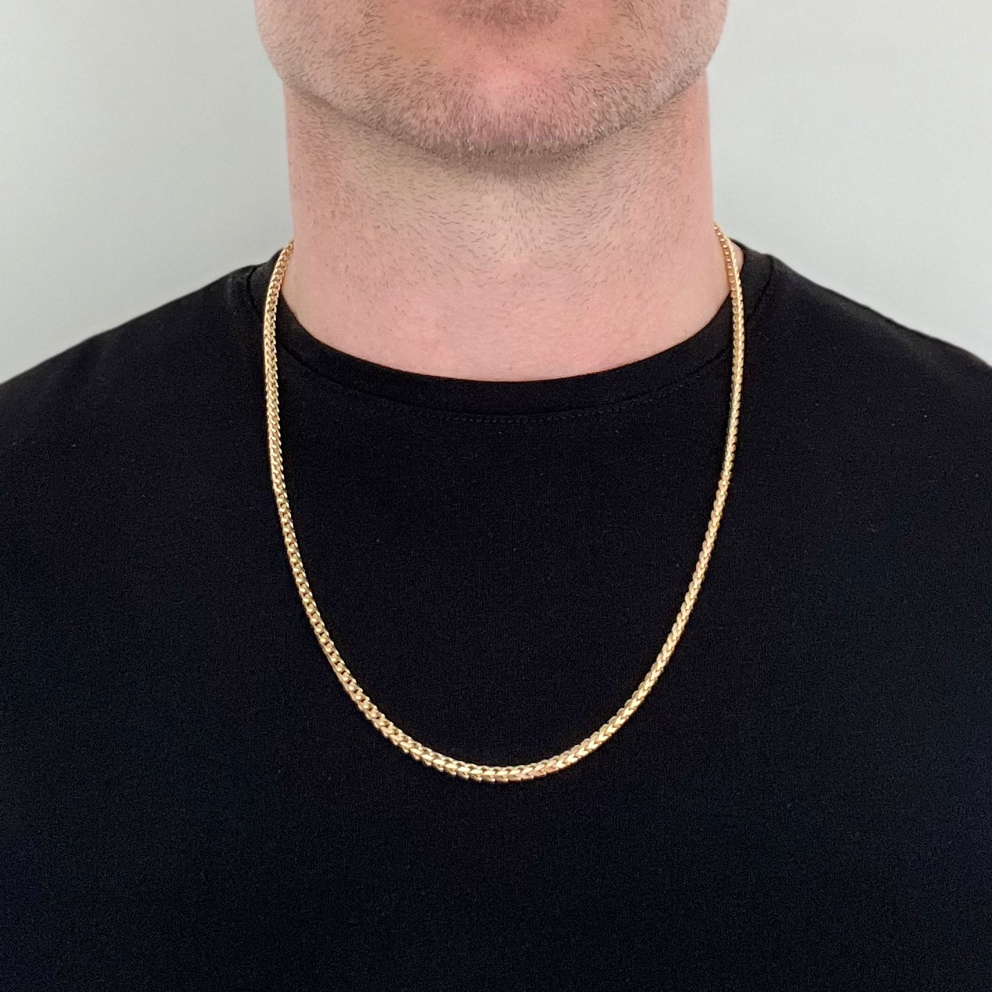 Franco chain, diamond cut, 9ct yellow gold, 3.5mm, 24"