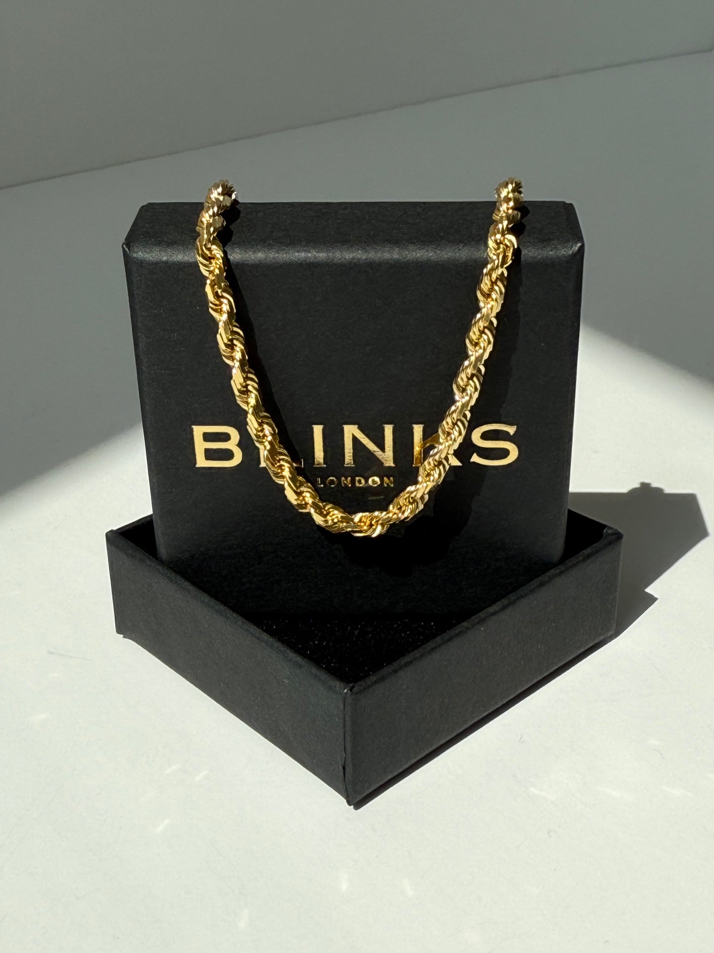 Rope bracelet, 9 carat, semi-solid yellow gold, 3.5mm, 8.5"