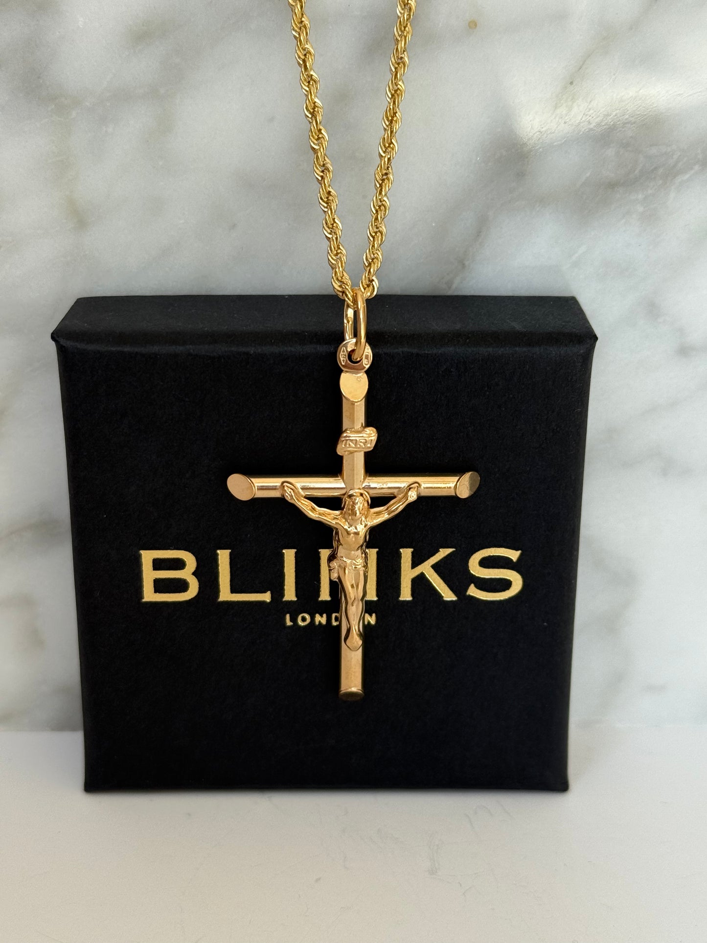 Crucifix, semi-solid, 9ct, 30mm x 45mm