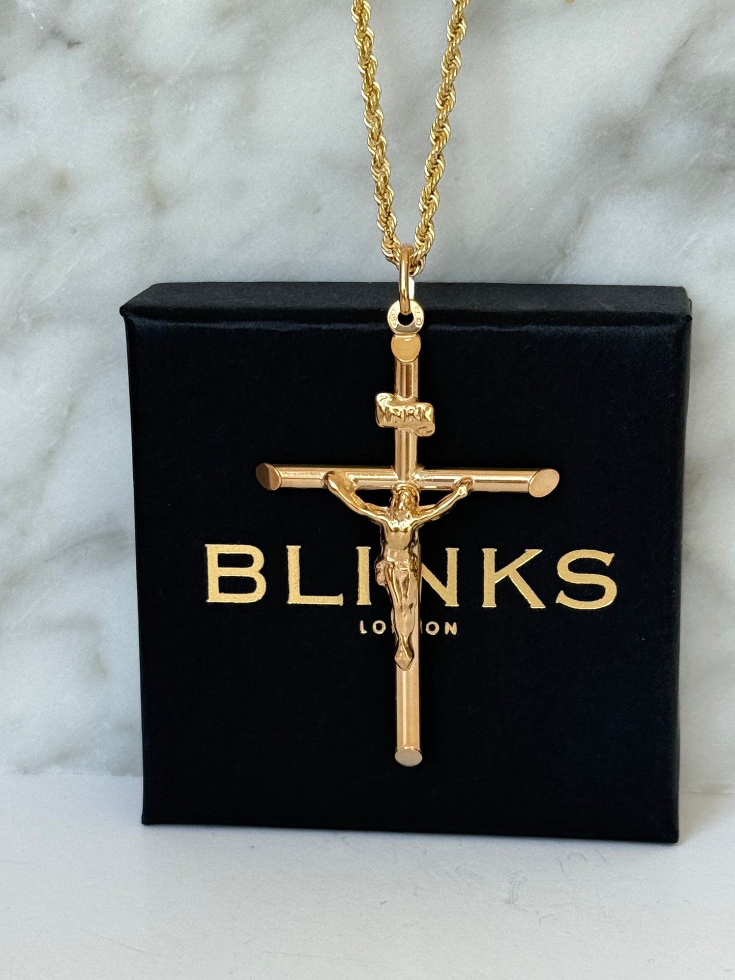 Crucifix, semi-solid, 9ct, 30mm x 50mm