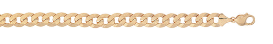 Flat curb bracelet, 9ct yellow gold, 10mm, 8.5"