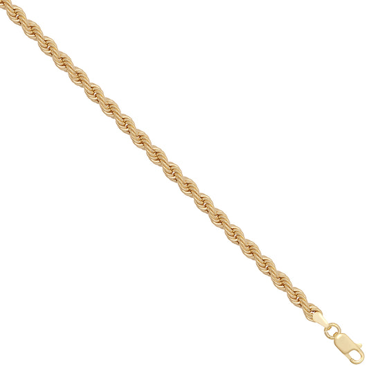 Rope chain, 9ct, hollow, 4mm, 18"