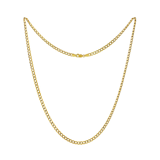 Curb chain, diamond cut with white gold, 4mm, 20"