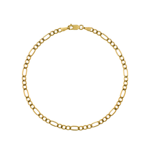 Figaro bracelet, 9 ct solid yellow gold, 2.5mm, 8"