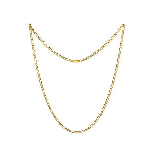 Figaro chain, 9 carat, solid yellow gold, 2.5mm, 20"
